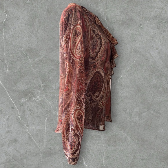 💟Tommy Hilfiger Paisley Ruffle Blouse - Rust and Beige - Picture 4 of 15